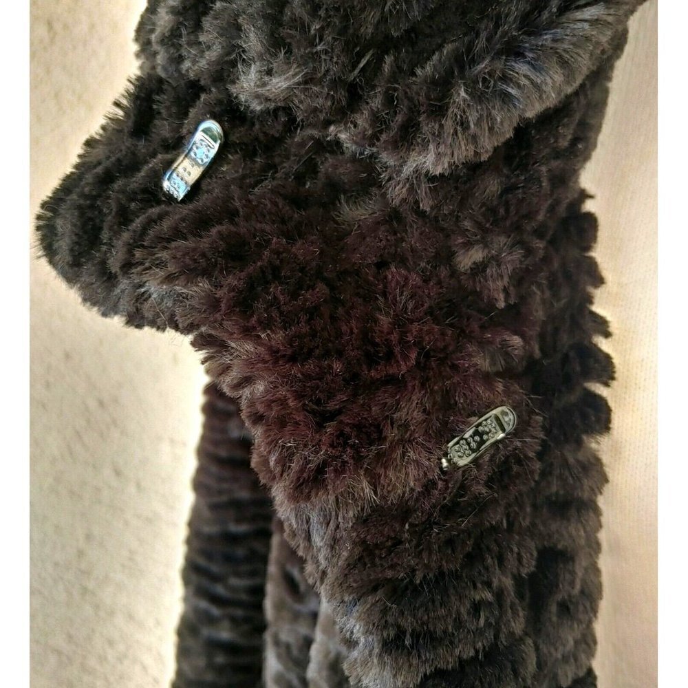 Dolce Cabo Faux Fur Textured Black Swing Coat Size XL - Picture 8 of 8